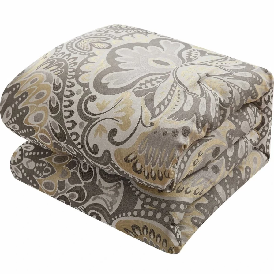 "Nanshing Amelia 6-Piece Comforter Set in Grey & Yellow – Cozy Bedding Collection"
