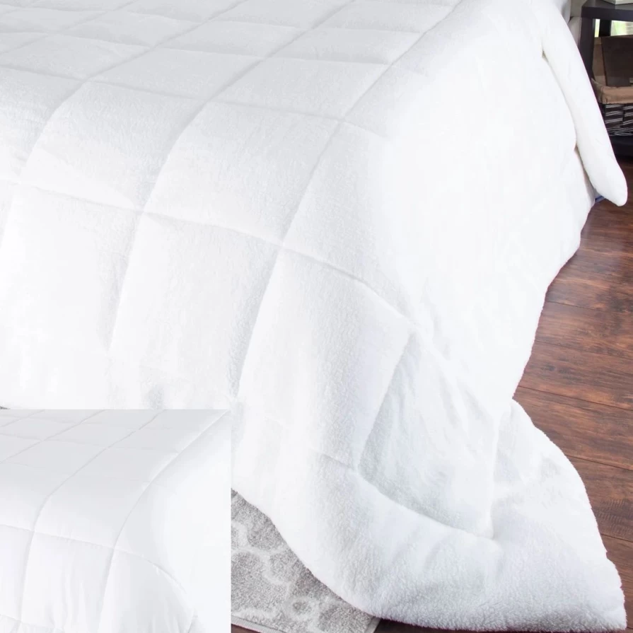 Luxurious Oversized Reversible Down Alternative Comforter with Sherpa - Bluestone Design for Cozy Home Comfort