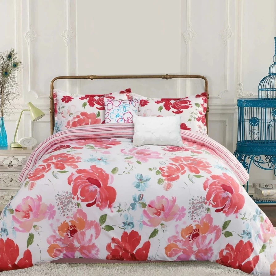 Enviohome Midnight Floral Polyester Comforter Set - Soft & Hypoallergenic Bedding - Brand New Luxury Comfort