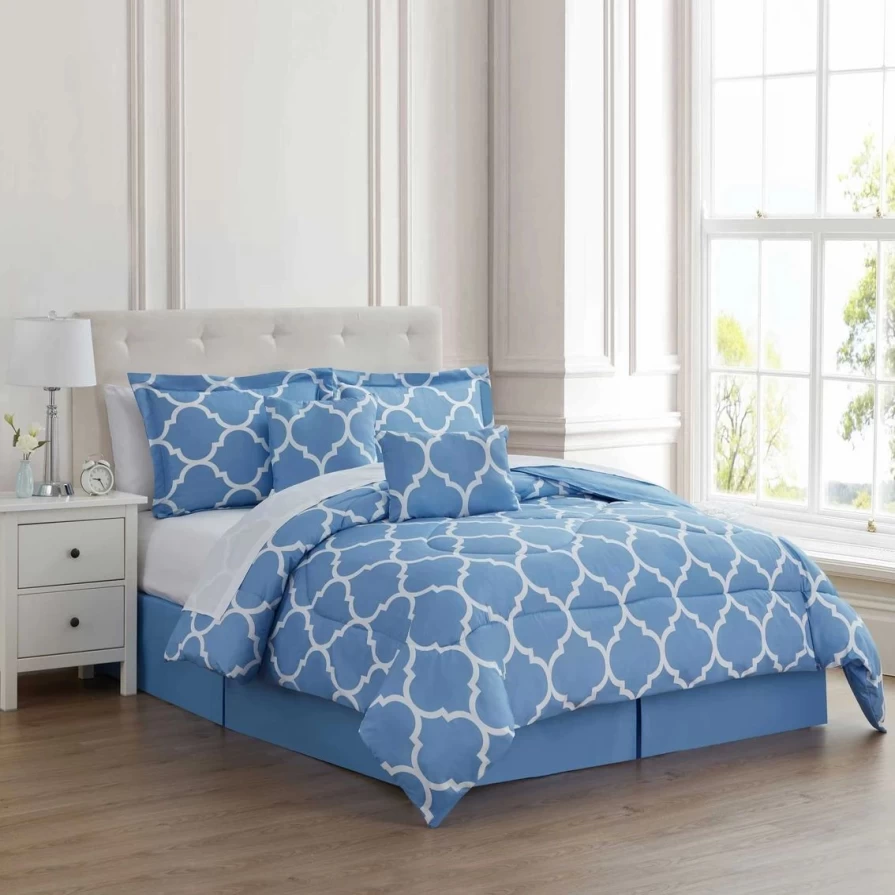 6-Piece Trellis Pattern Comforter Set - Floral Bedding Collection for Queen/King Size Beds