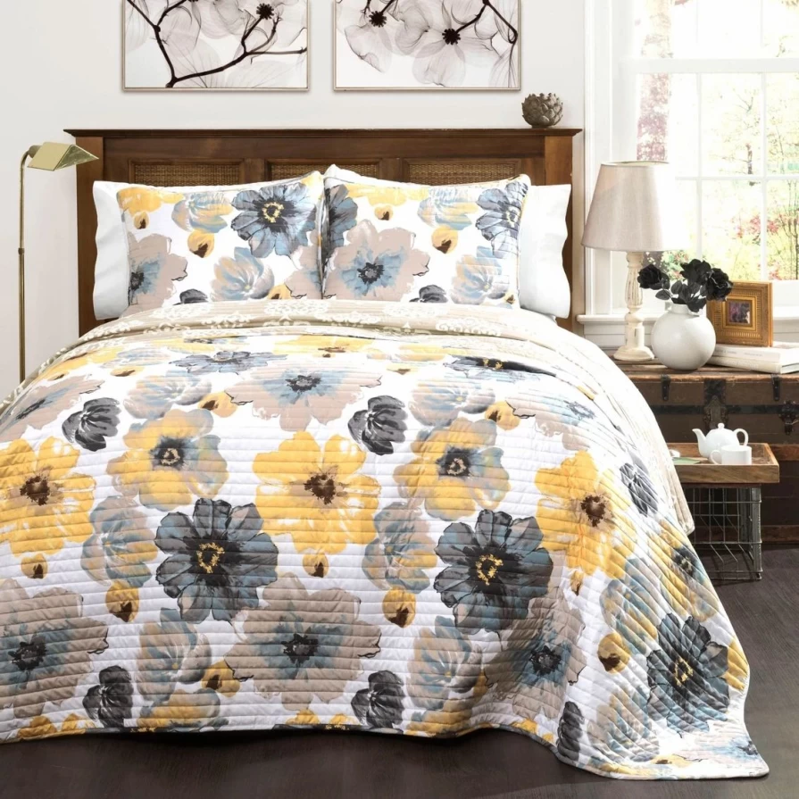 Lush Decor Leah 3-Piece Quilt Set - Premium Bedding Collection for Cozy Comfort