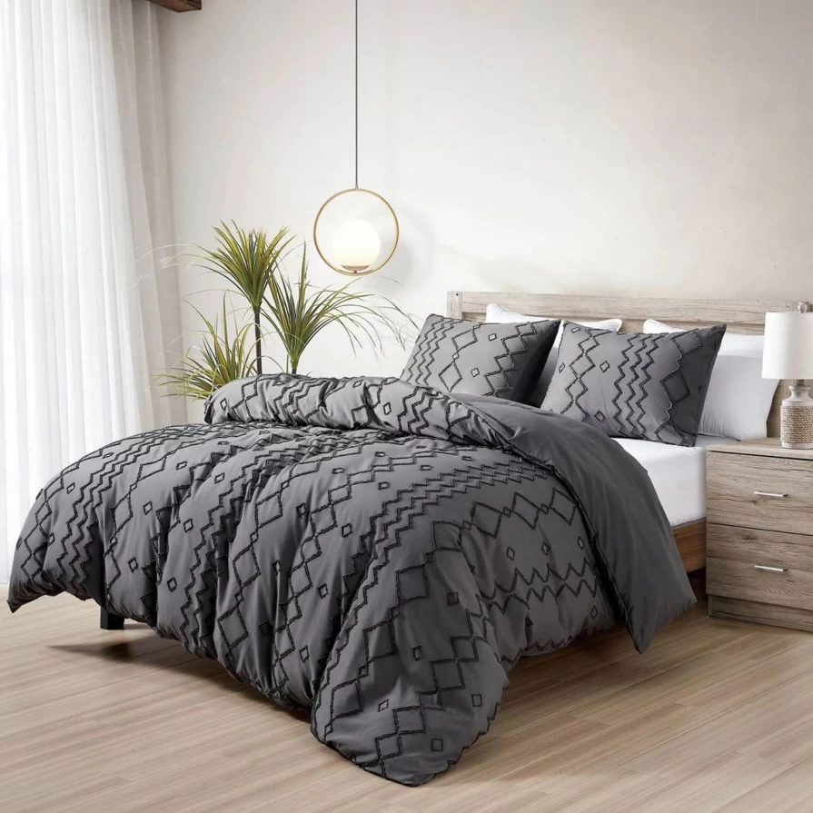 Luxury Bibb Home Tufted 3-Piece Duvet Cover Set - Soft & Stylish Bedding Collection