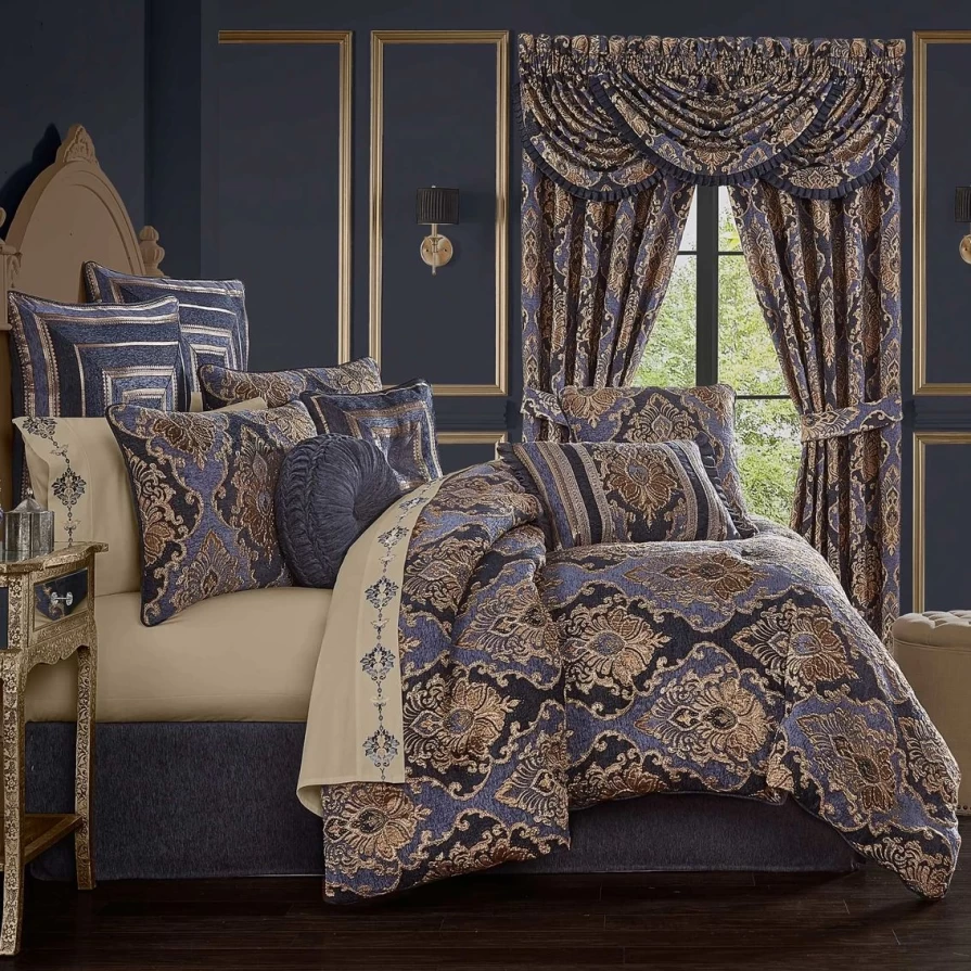 Indigo 4-Piece Comforter Set - Premium Bedding Collection by Five Queens Court