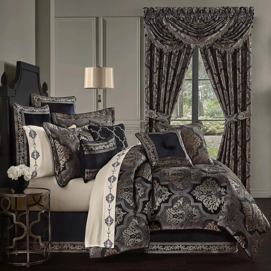 J.Queen New York Windham 4-Piece Black Comforter Set - Luxurious Bedding Collection