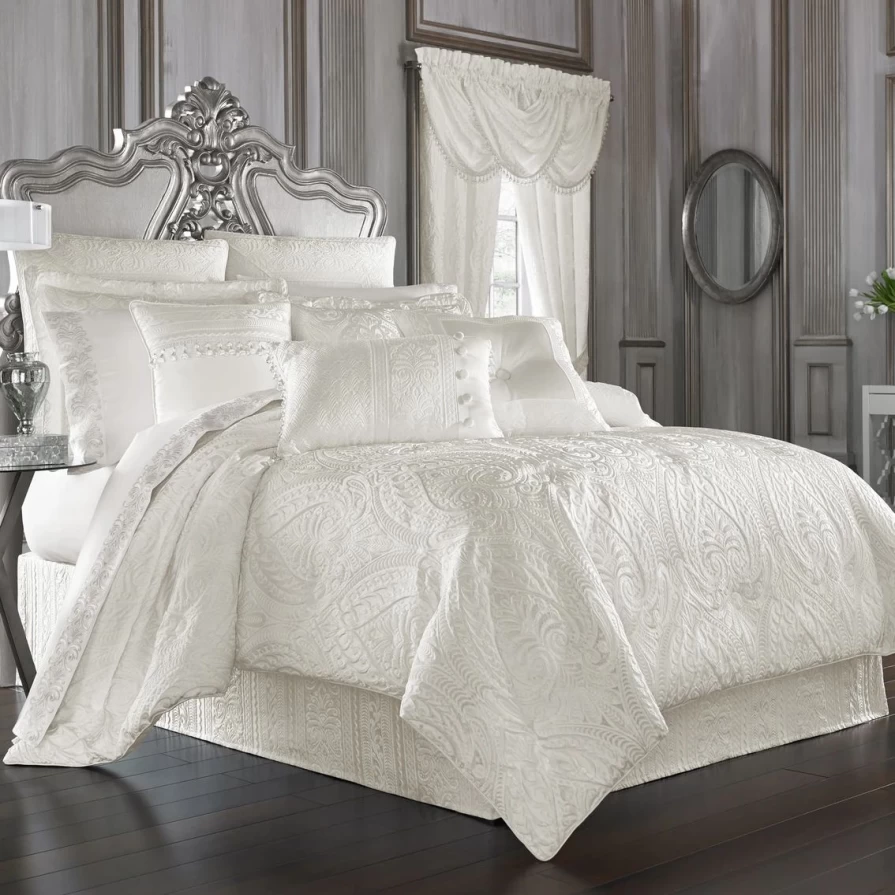 Affordable White 4-Piece Comforter Set by J. Queen New York - Bianco Collection