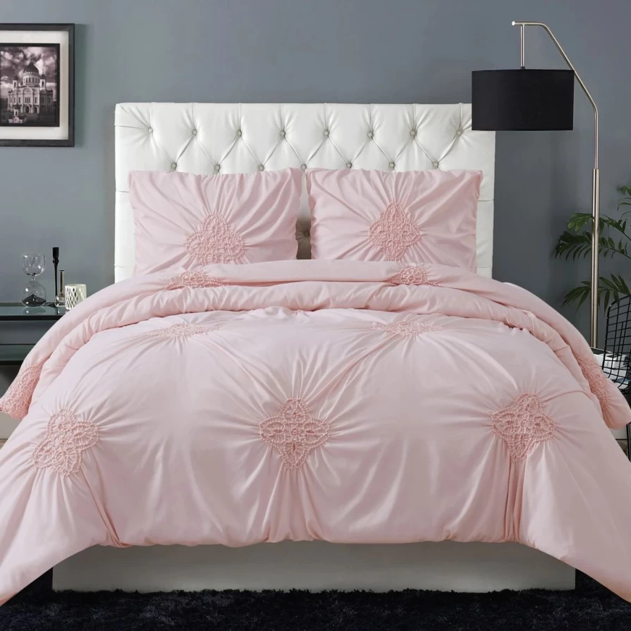 Christian Siriano Georgia 3-Piece Comforter Set - Luxury Bedding Collection with Rouched Detailing