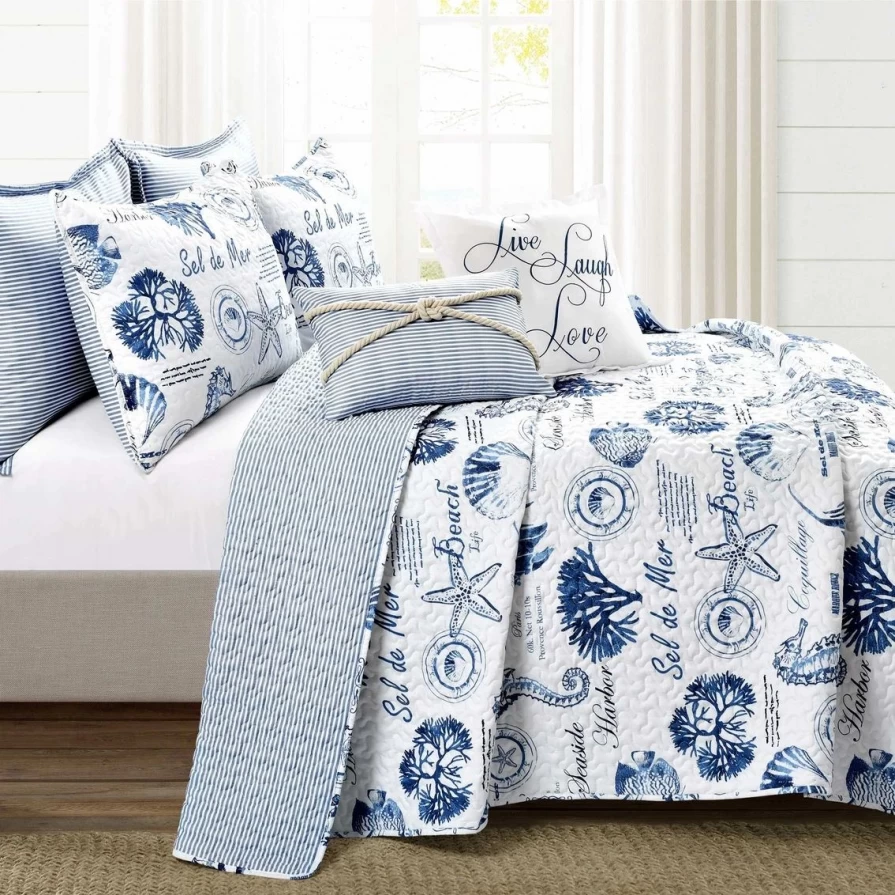 Indigo Lush Decor Harbor Life 7-Piece Quilt Set | Premium Bedding Collection