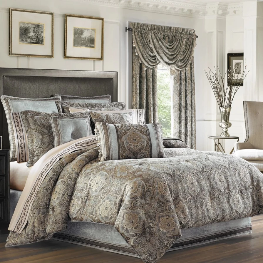 J. Queen New York Provence 4-Piece Comforter Set in Stone - Best Price & Luxury Bedding