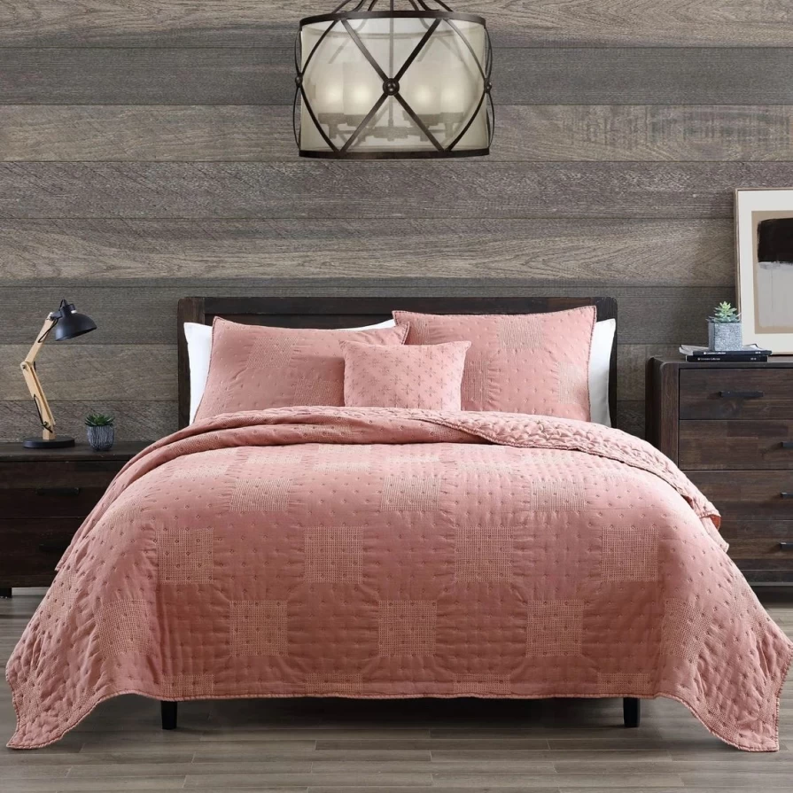 Modern Stone Washed 4-Piece Quilt Set - Soft Bedding Collection for Cozy Comfort