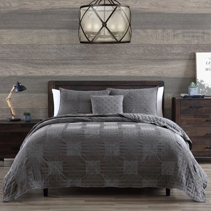 Modern Stone Washed 4-Piece Quilt Set - Soft Bedding Collection for Cozy Comfort