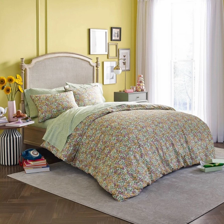 "Cristina Floral Print Comforter Set by Lady Pepperell - Queen/King Size Bedding"
