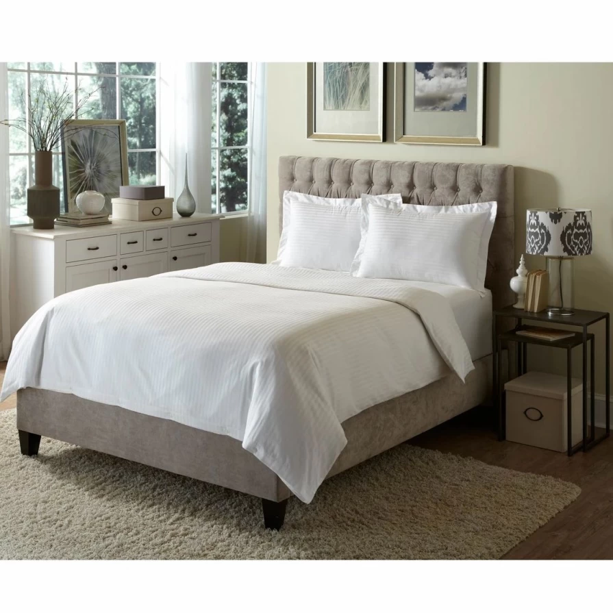Premium Behrens England Luxury 233 Thread Count Damask Duvet Cover Set - Best Selling Bedding Collection
