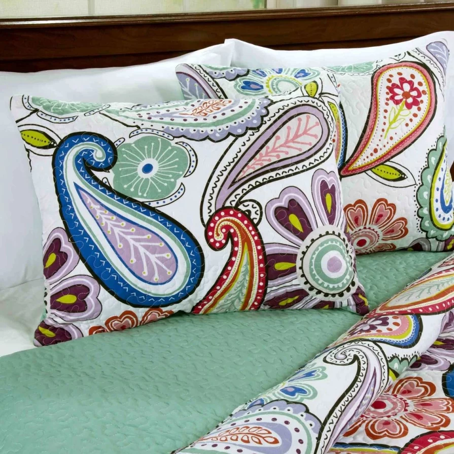 Luxury Lizzie Quilt Set in Blue, Purple & Pink - Premium Bedding Collection