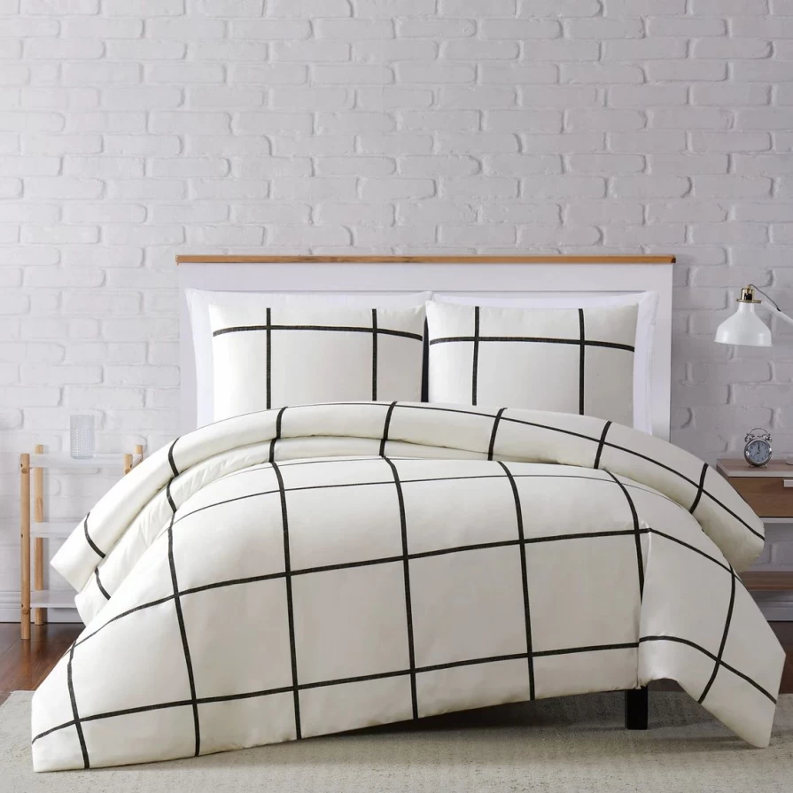 "Soft Windowpane Duvet Cover Set - Outlet Quality Bedding"