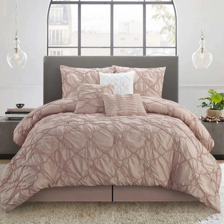 "Blush Pink 7-Piece Comforter Set - Grand Avenue Mariscos Collection"