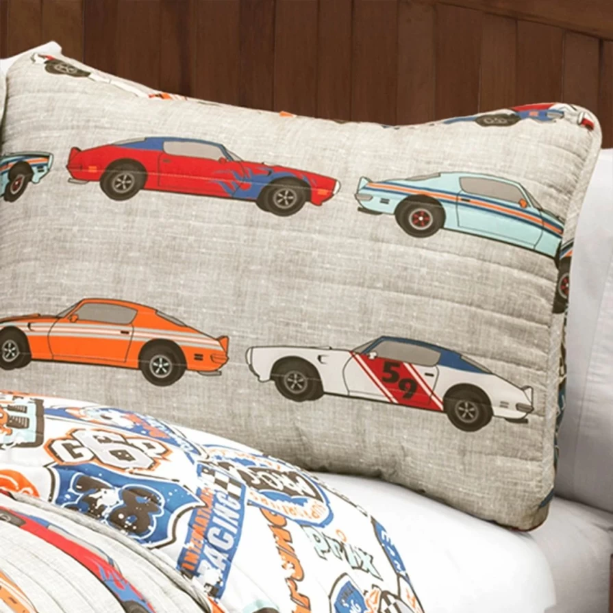 "Premium Race Car Themed Quilt Set - Vibrant Colors & Soft Comfort for Kids' Bedrooms"
