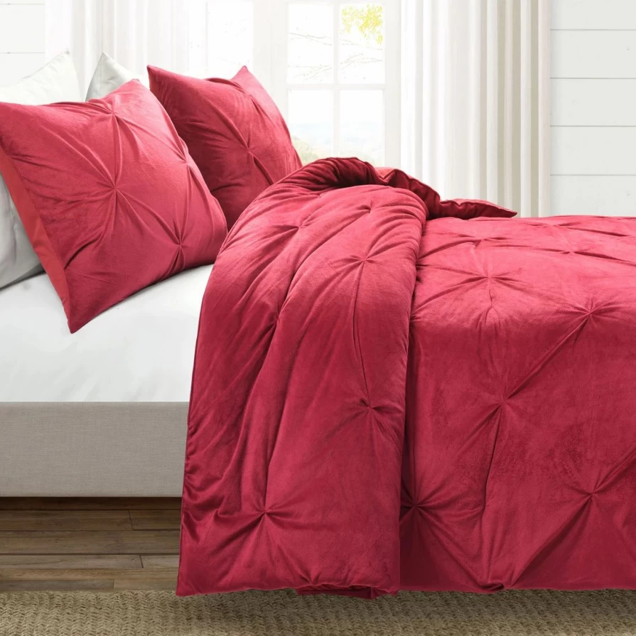 Luxury Soft Velvet Diamond Pintuck Oversized 3-Piece Comforter Set - Premium Bedding Collection