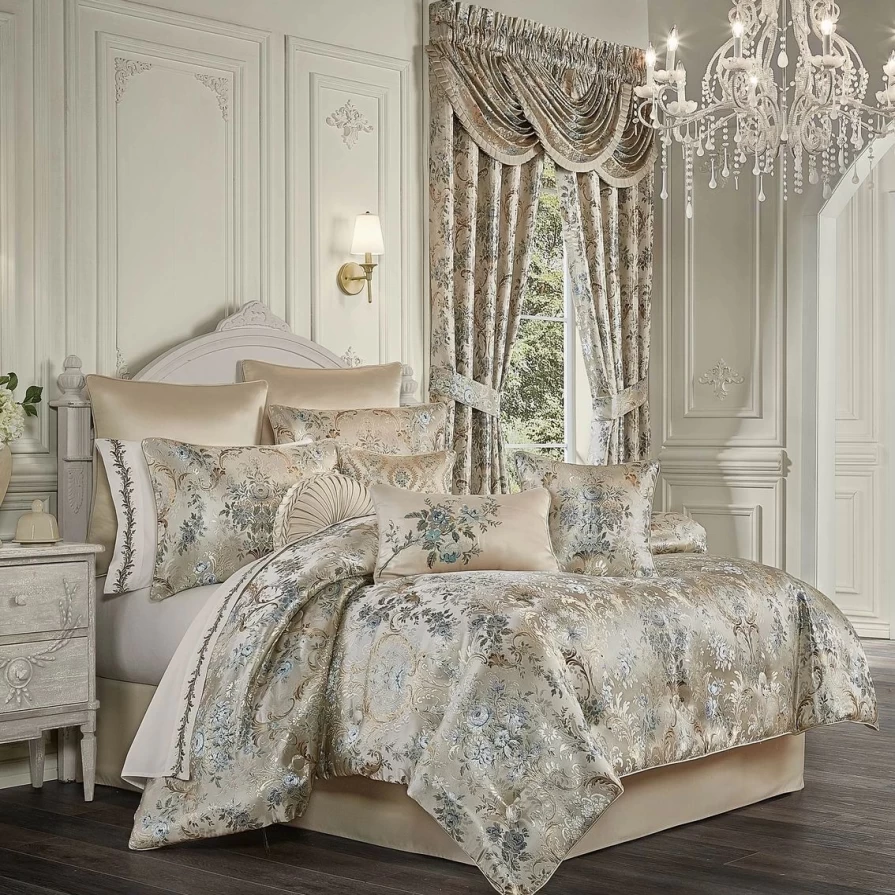 J. Queen New York Jacqueline 4-Piece Teal Comforter Set – Premium Bedding Collection