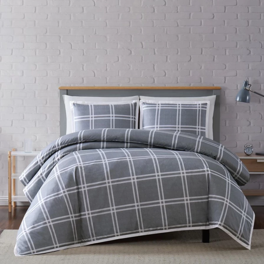"Premium Soft Leon Plaid Duvet Cover Set - Ultra Cozy Bedding with Stylish Checkered Design"