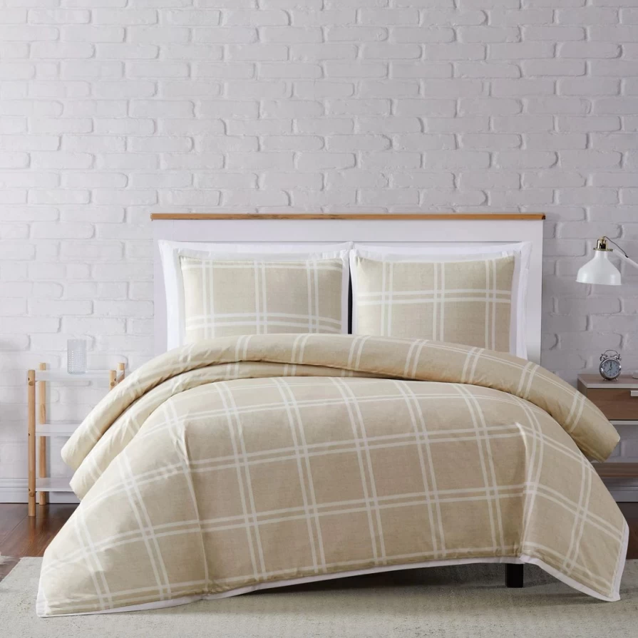 "Premium Soft Leon Plaid Duvet Cover Set - Ultra Cozy Bedding with Stylish Checkered Design"