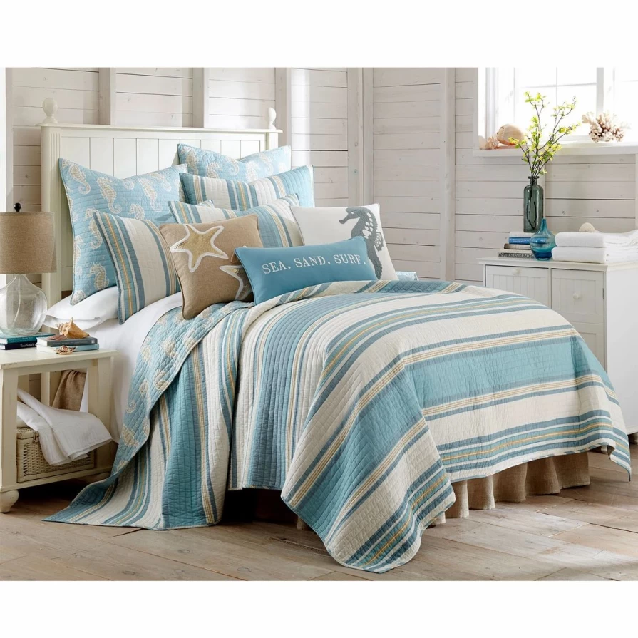 Luxury Blue Maui Quilt Set - Premium Bedding Collection for Modern Homes
