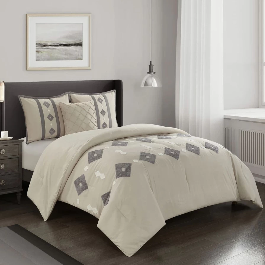 Nanshing Nessie 4-Piece Ivory Comforter Set – Soft & Affordable Bedding Collection