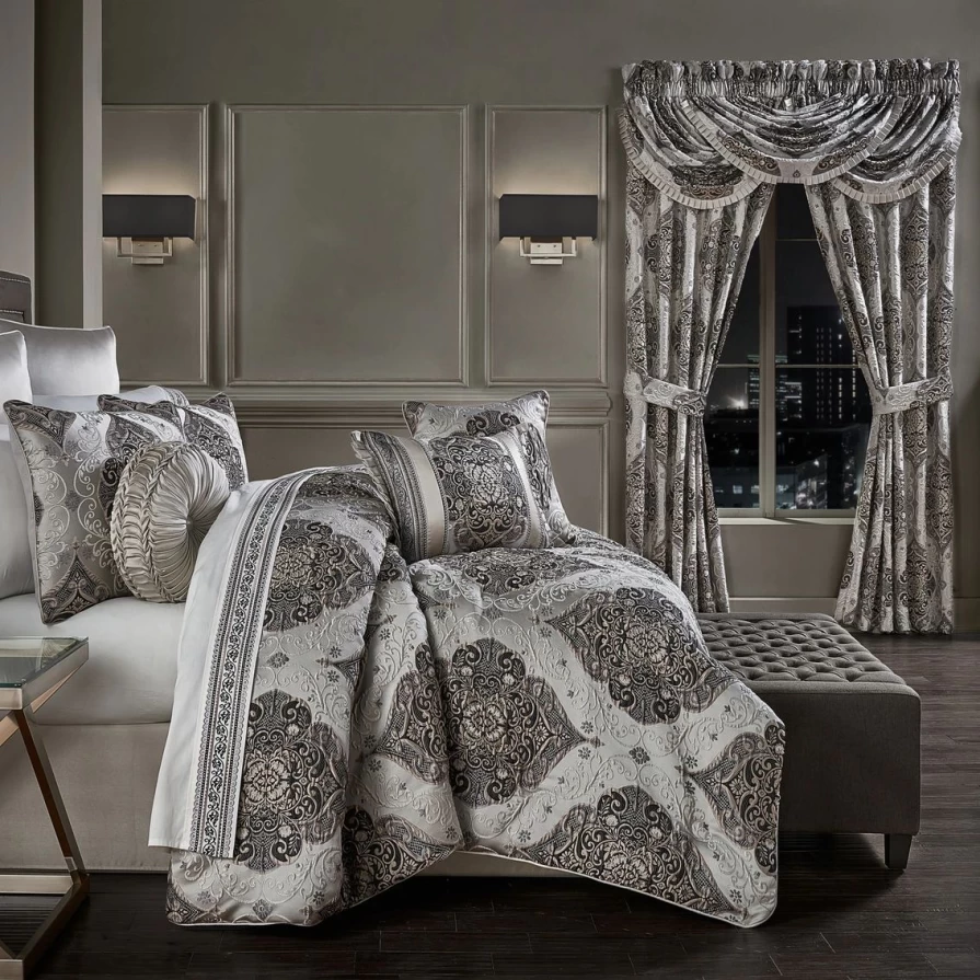 J.Queen New York Desiree 4-Piece Comforter Set in Silver - Luxury Bedding Collection