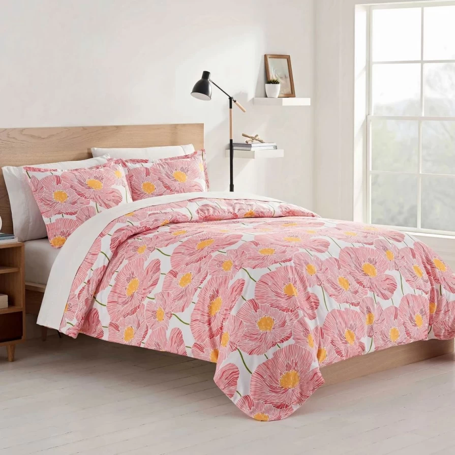 Martex Color Solutions Path Of Poppies Comforter Set - Soft Floral Bedding Collection