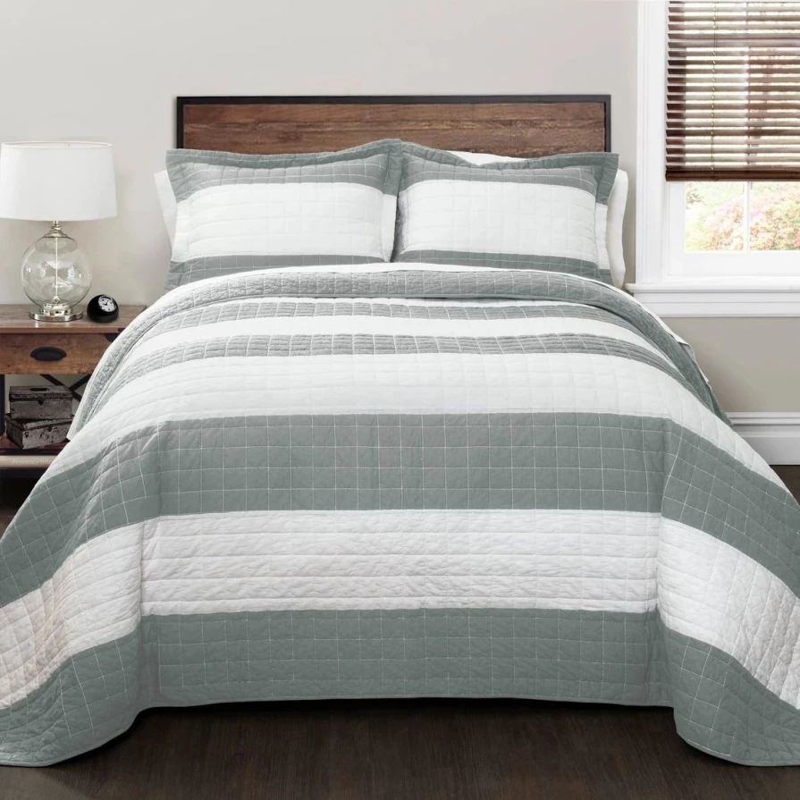Lush Decor 3-Piece Striped Quilt Set - Brand New Bedding Collection