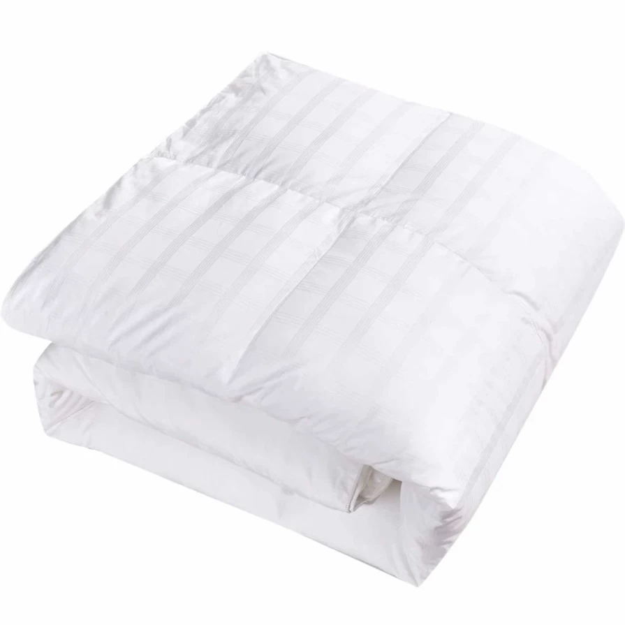 White 600 Thread Count Windowpane Down-Alternative Comforter - Soft Luxury Bedding