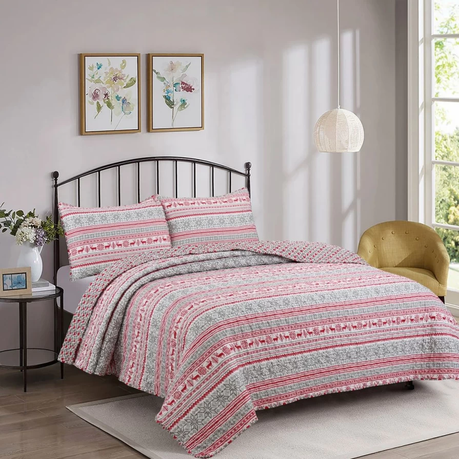 Harper Lane Ivy Quilt Set - Queen Size, Botanical Print, Soft Bedding Collection