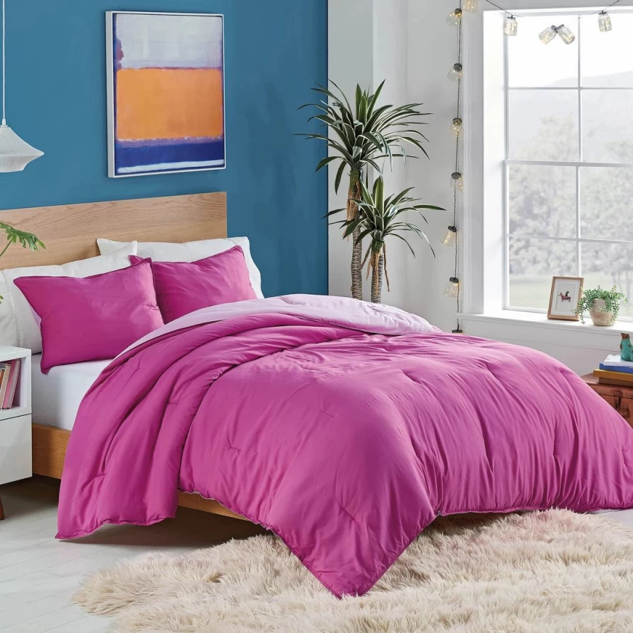 "Reversible Utica Solid Comforter Set - Cozy Bedding Collection"