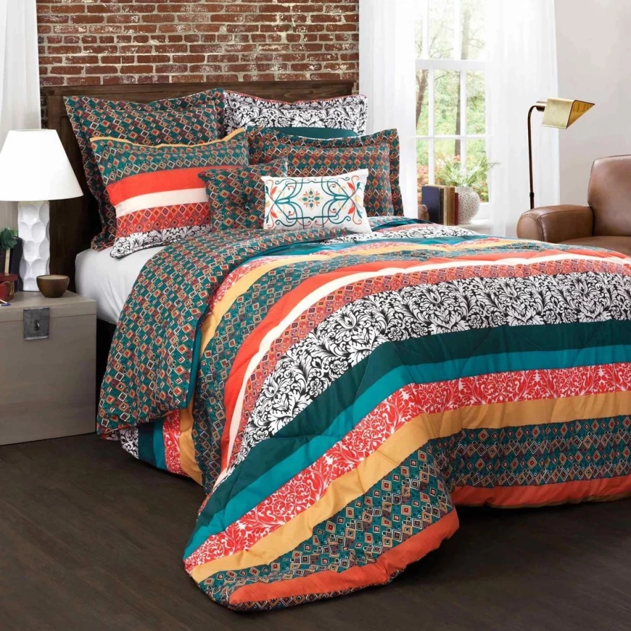 "Lush Decor Boho Stripe 7-Piece Comforter Set – Premium Bedding Collection"