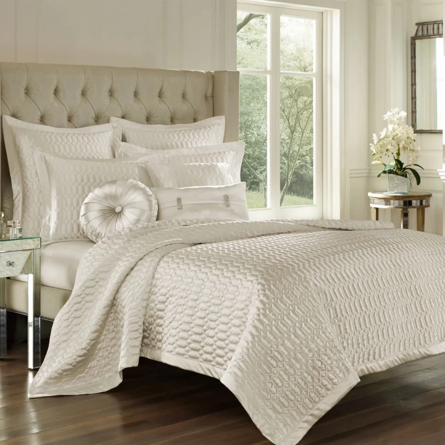 J. Queen New York Satinique Coverlet - Luxurious Natural Satin Bedspread
