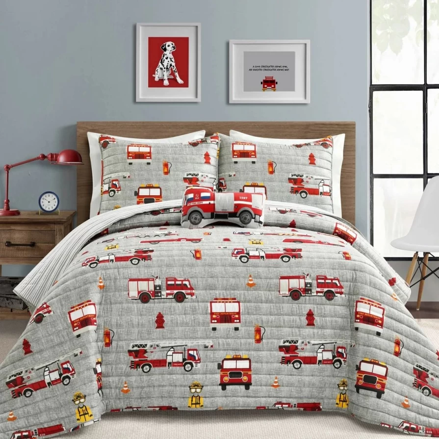 Lush Decor Make-A-Wish Fire Truck 4-Piece Quilt Set - Best Bedding Deal