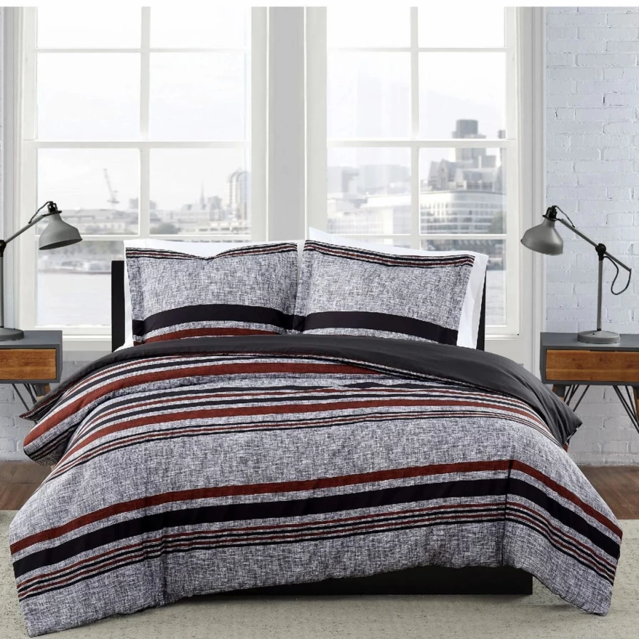 "Premium Warren Stripe Duvet Cover Set – Best-Selling London Fog Design"