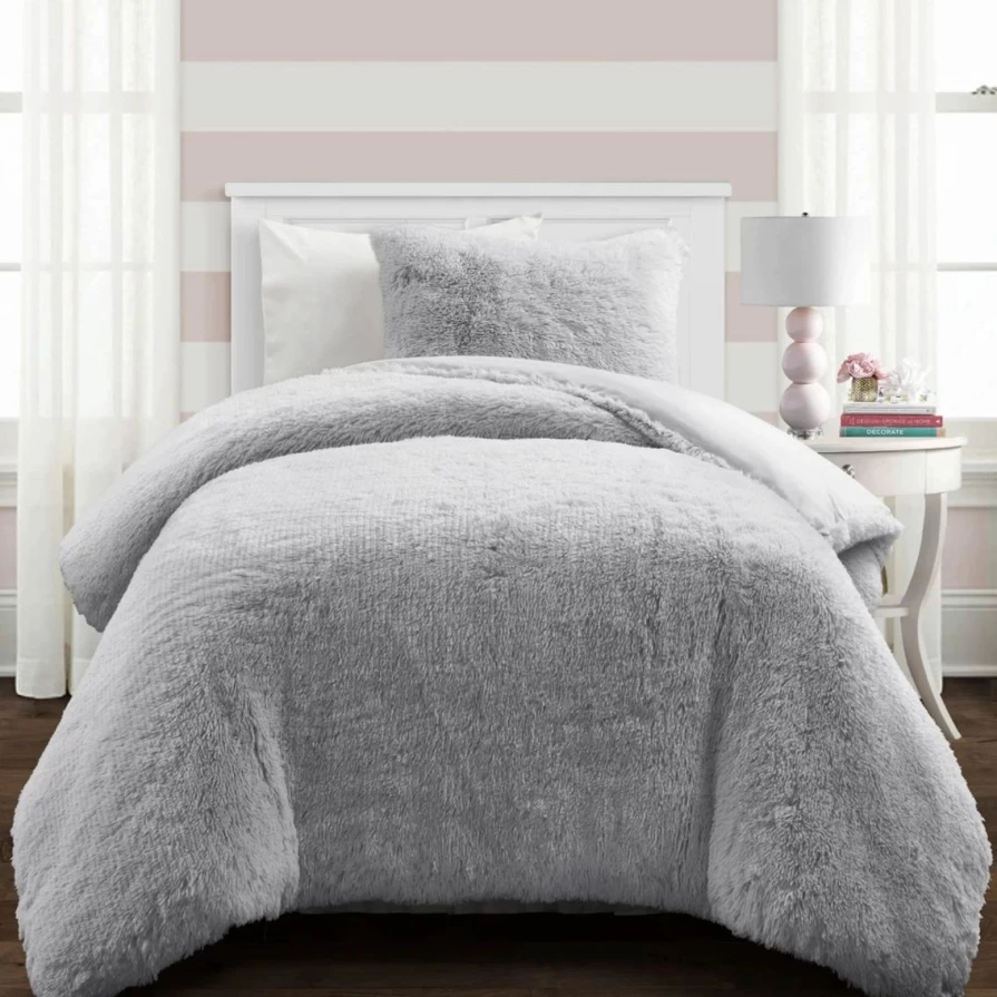 Luxury Emma Faux Fur Comforter Set - 3 Piece Bedding Collection for Cozy Comfort