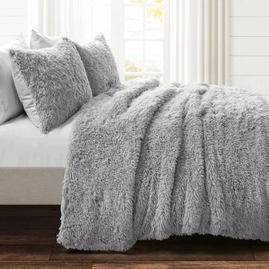 Luxury Emma Faux Fur Comforter Set - 3 Piece Bedding Collection for Cozy Comfort