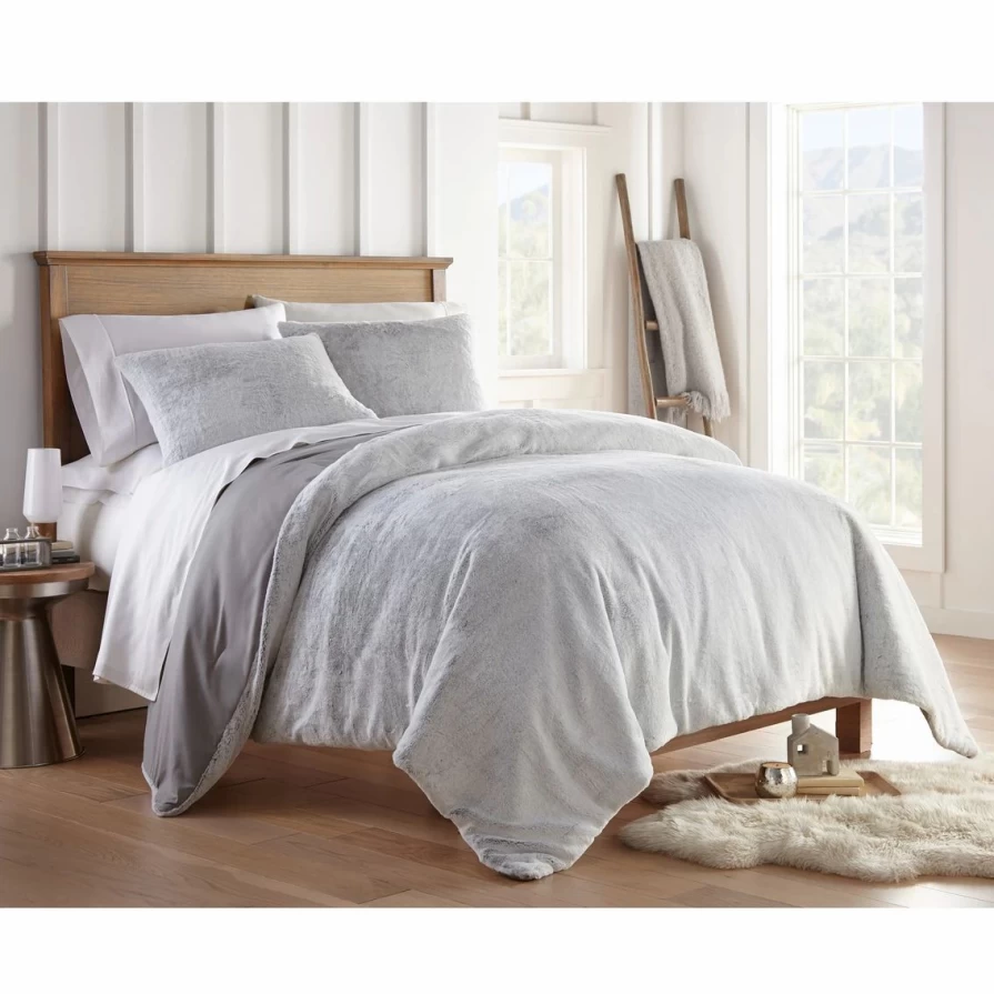 "Vanessa Grey Faux Fur 3-Piece Comforter Set | Nanshing America Inc | Cozy Bedding"