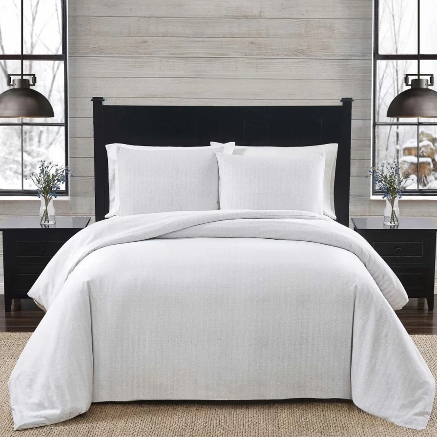 "Premium London Fog Herringbone 3-Piece Flannel Comforter Set – Cozy & Warm Bedding"