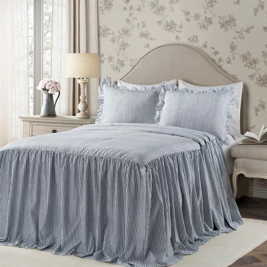 Lush Decor 3-Piece Ticking Stripe Bedspread Set - Best Selling Luxury Bedding Collection