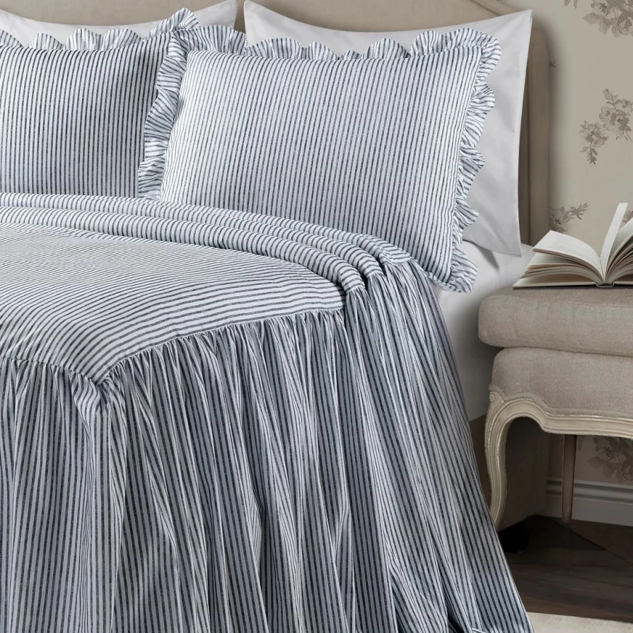 Lush Decor 3-Piece Ticking Stripe Bedspread Set - Best Selling Luxury Bedding Collection