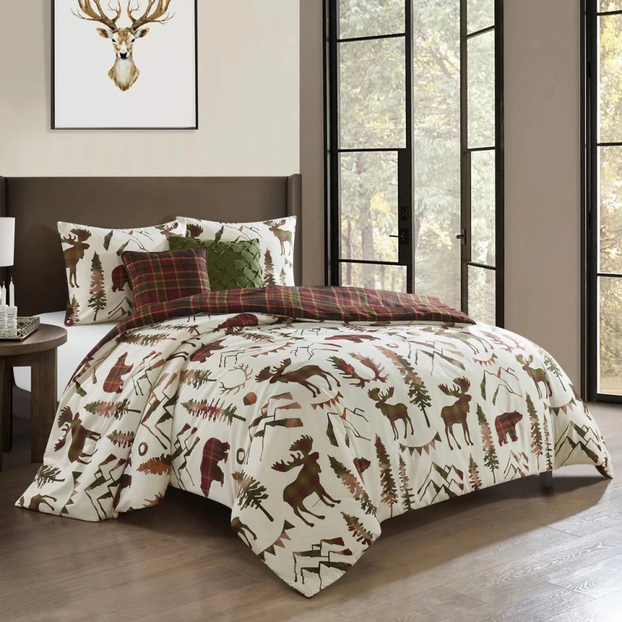 Red & Beige 5-Piece Comforter Set by Nanshing - Pinawa Collection Cozy Bedding