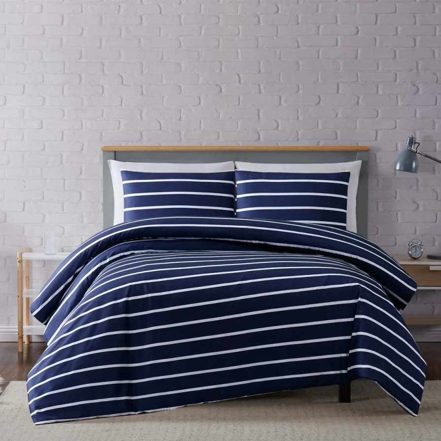 "Soft Maddow Stripe 3-Piece Duvet Cover Set - Premium Bedding Discount"