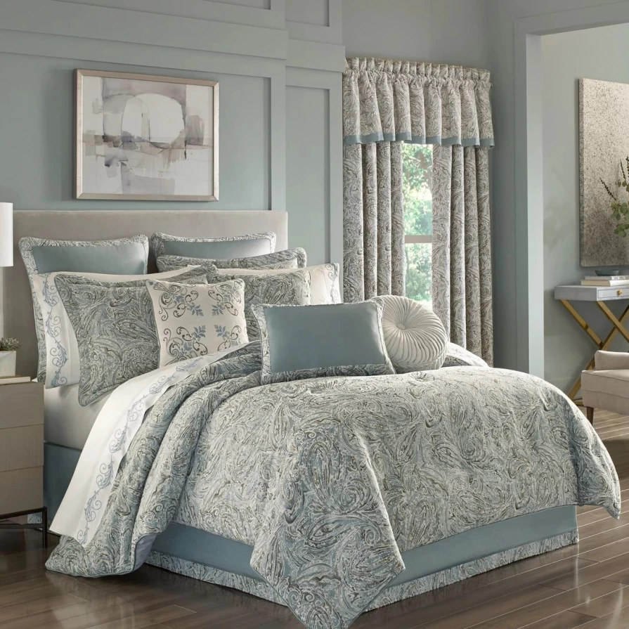 J.Queen New York Giovani 4-Piece Comforter Set in Spa Color – Premium Bedding Collection