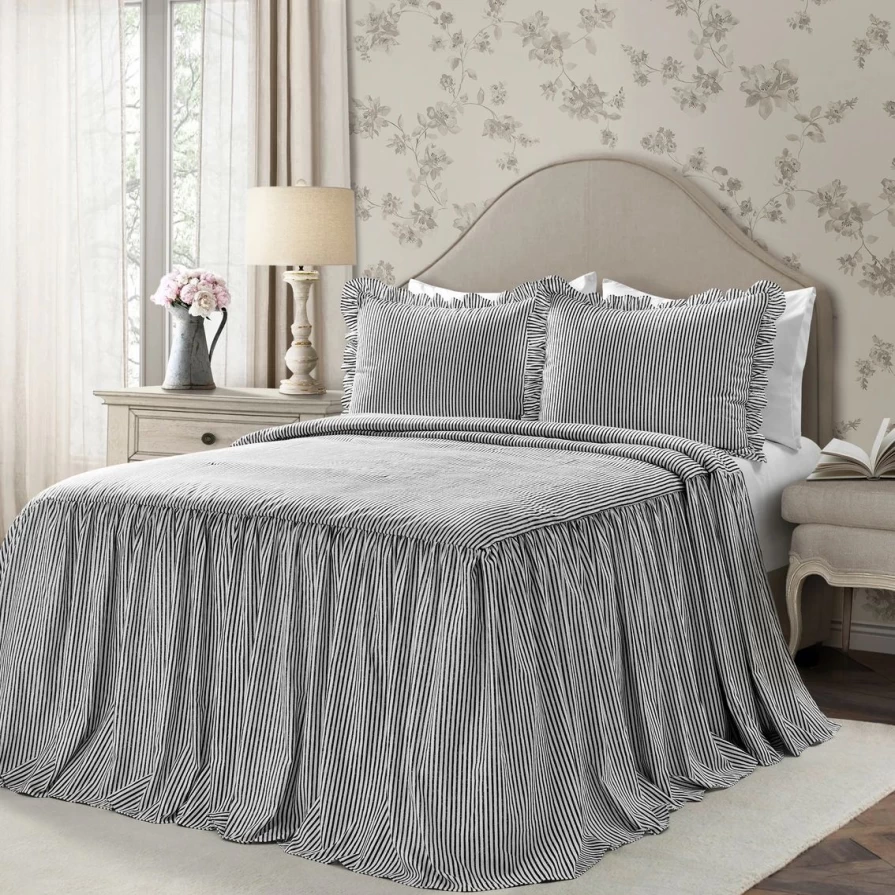 Lush Decor 3-Piece Ticking Stripe Bedspread Set - Outlet Collection