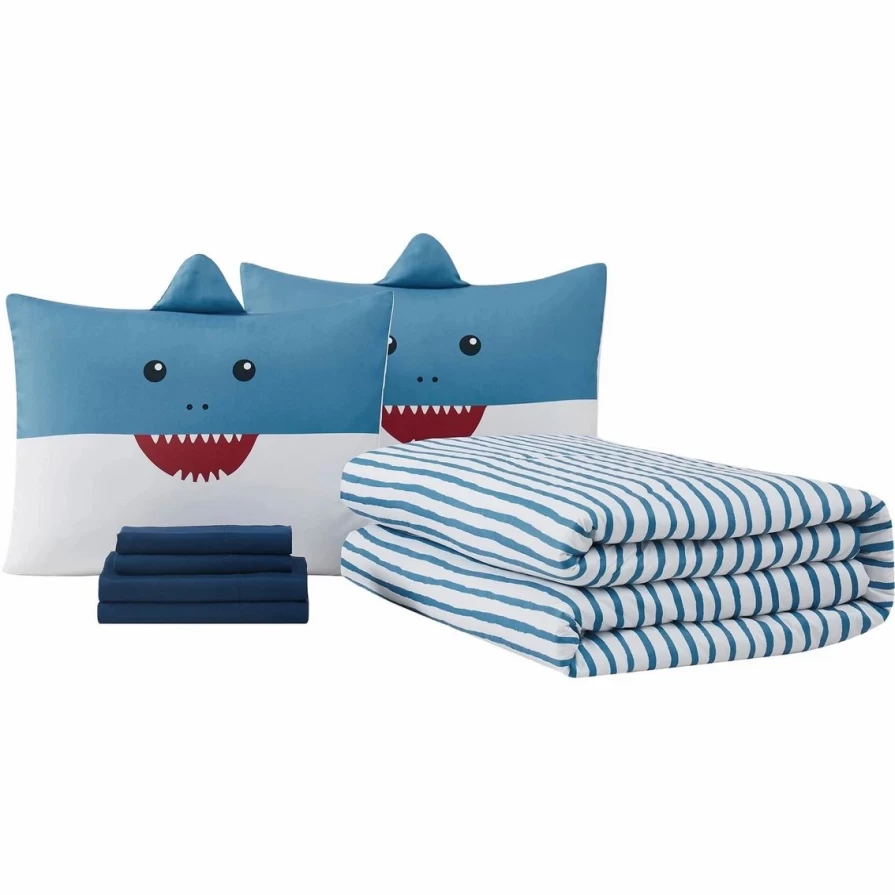 Happy Shark 7-Piece Bed in a Bag Set - Budget-Friendly Kids' Bedding