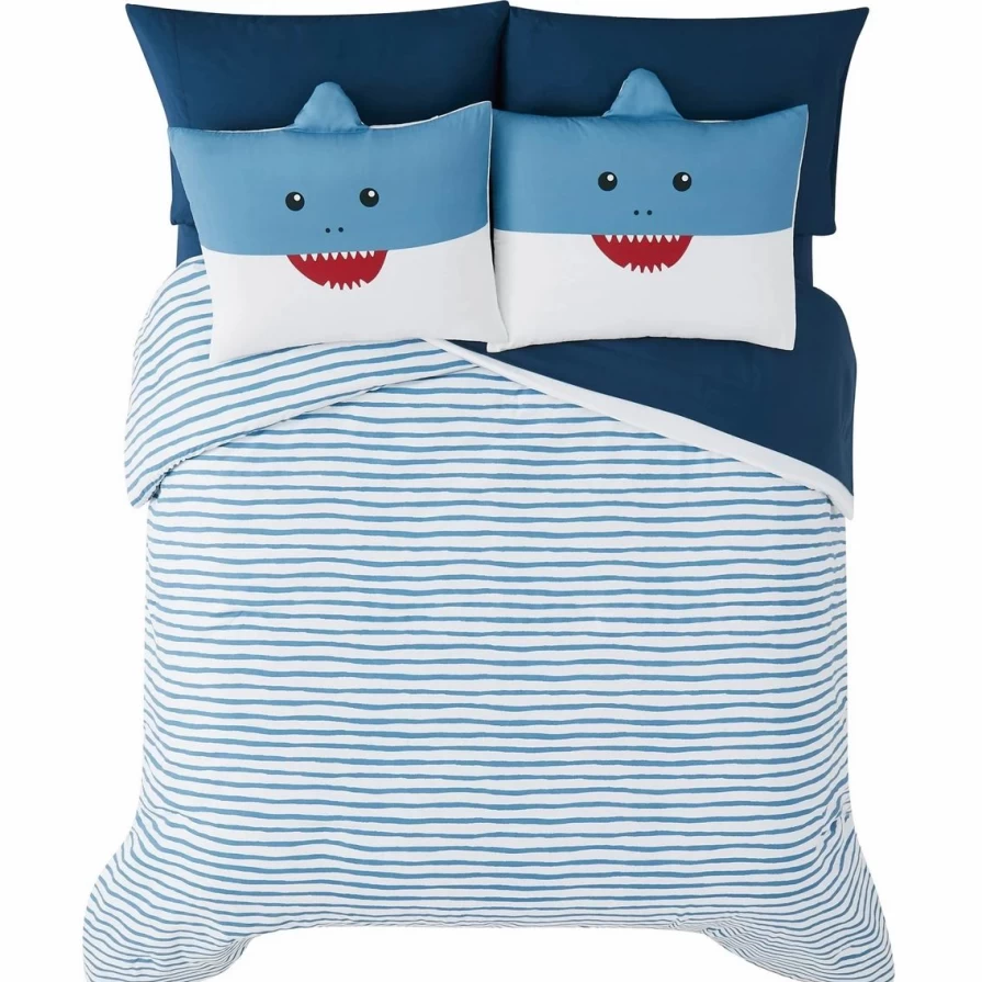 Happy Shark 7-Piece Bed in a Bag Set - Budget-Friendly Kids' Bedding