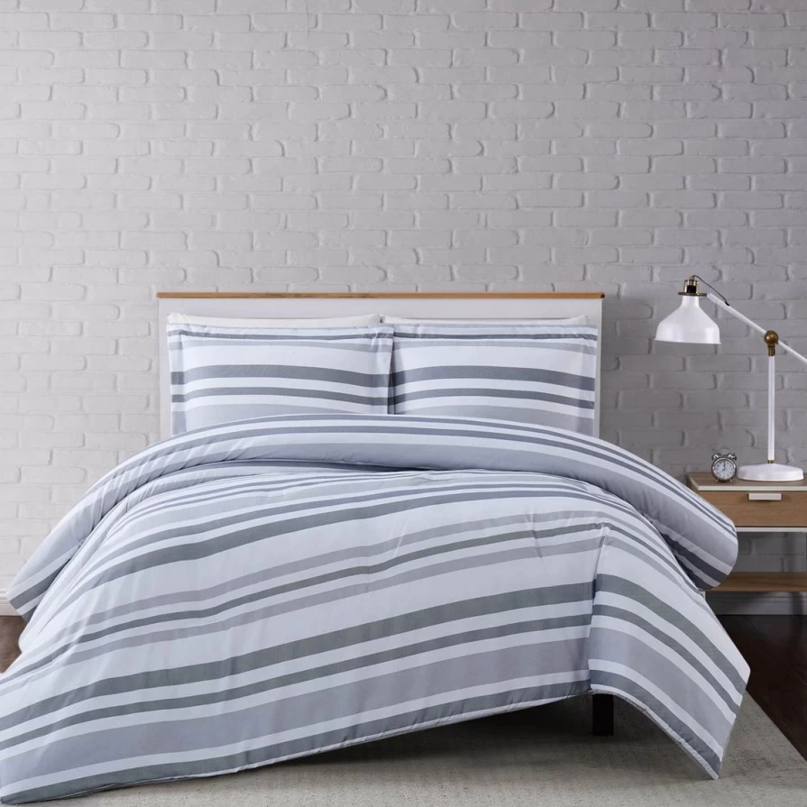 Premium 3-Piece Soft Curtis Stripe Comforter Set - Brand New Luxury Bedding Collection