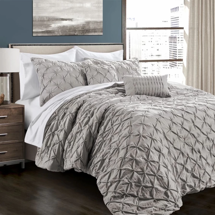 Lush Decor Ravello 5-Piece Pintuck Comforter Set - Luxury Bedding Collection